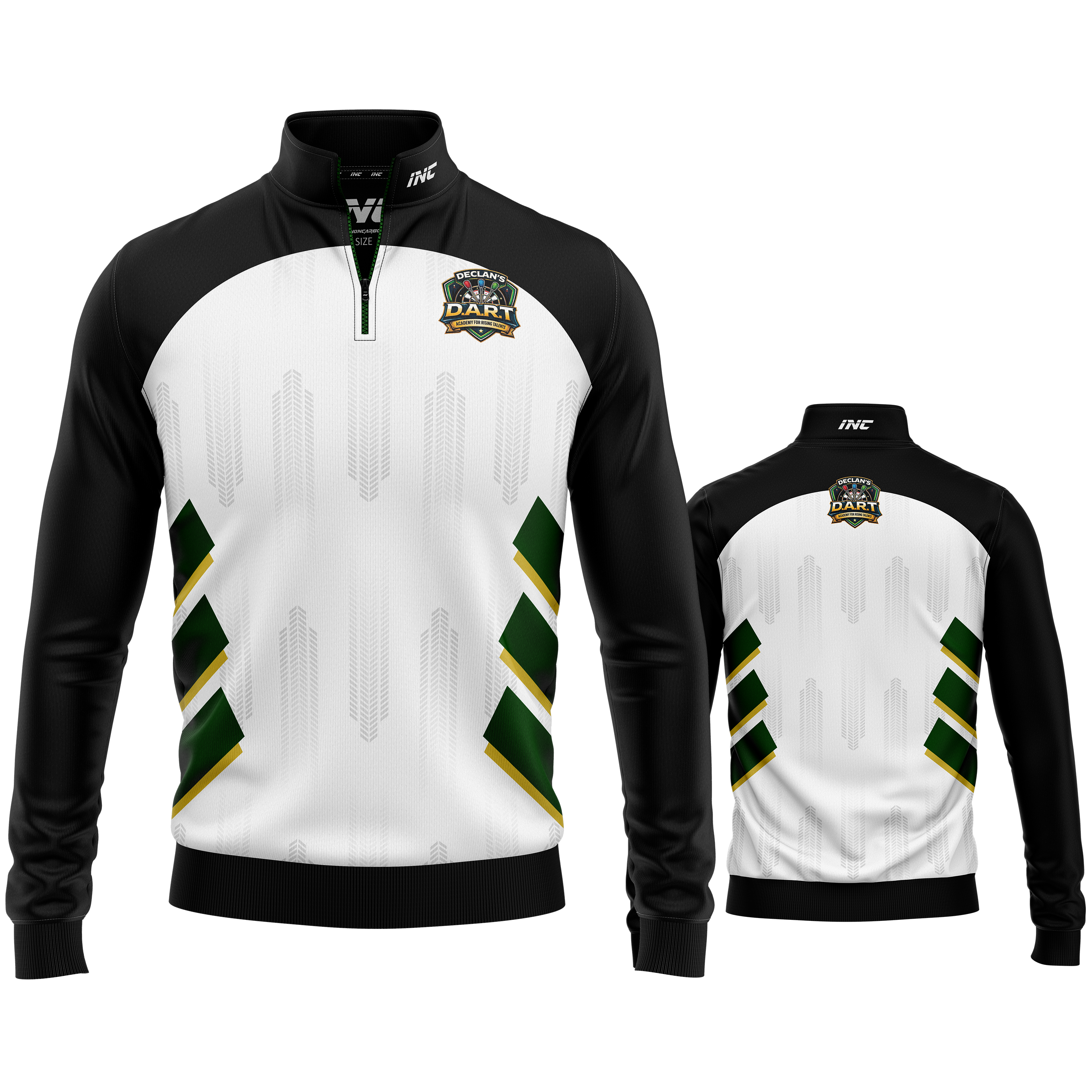 Official DART Academy quarter zip midlayer detail breathable performance fabric from INC-APPAREL