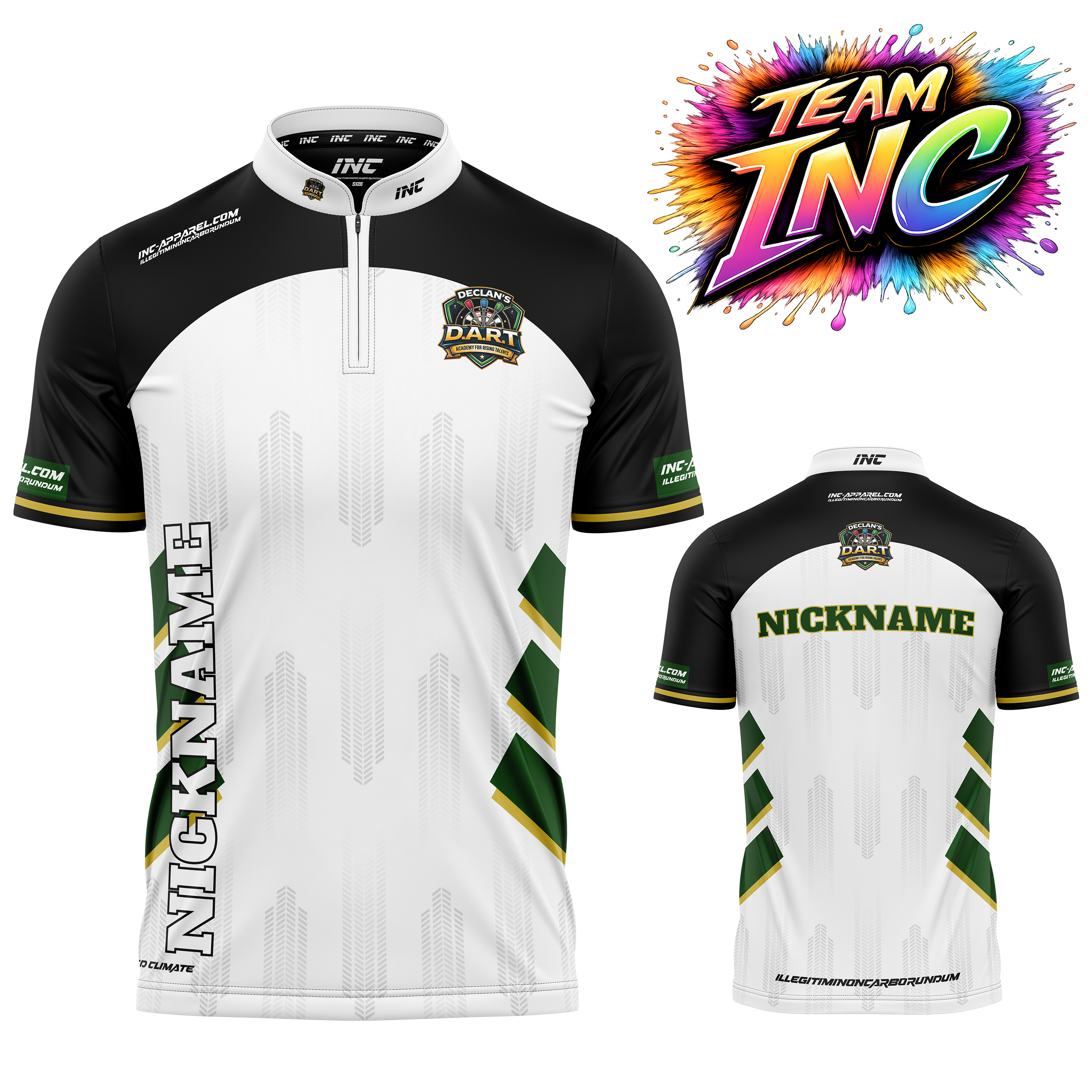 Official DART Academy shirt front and back view academy darts team shirt