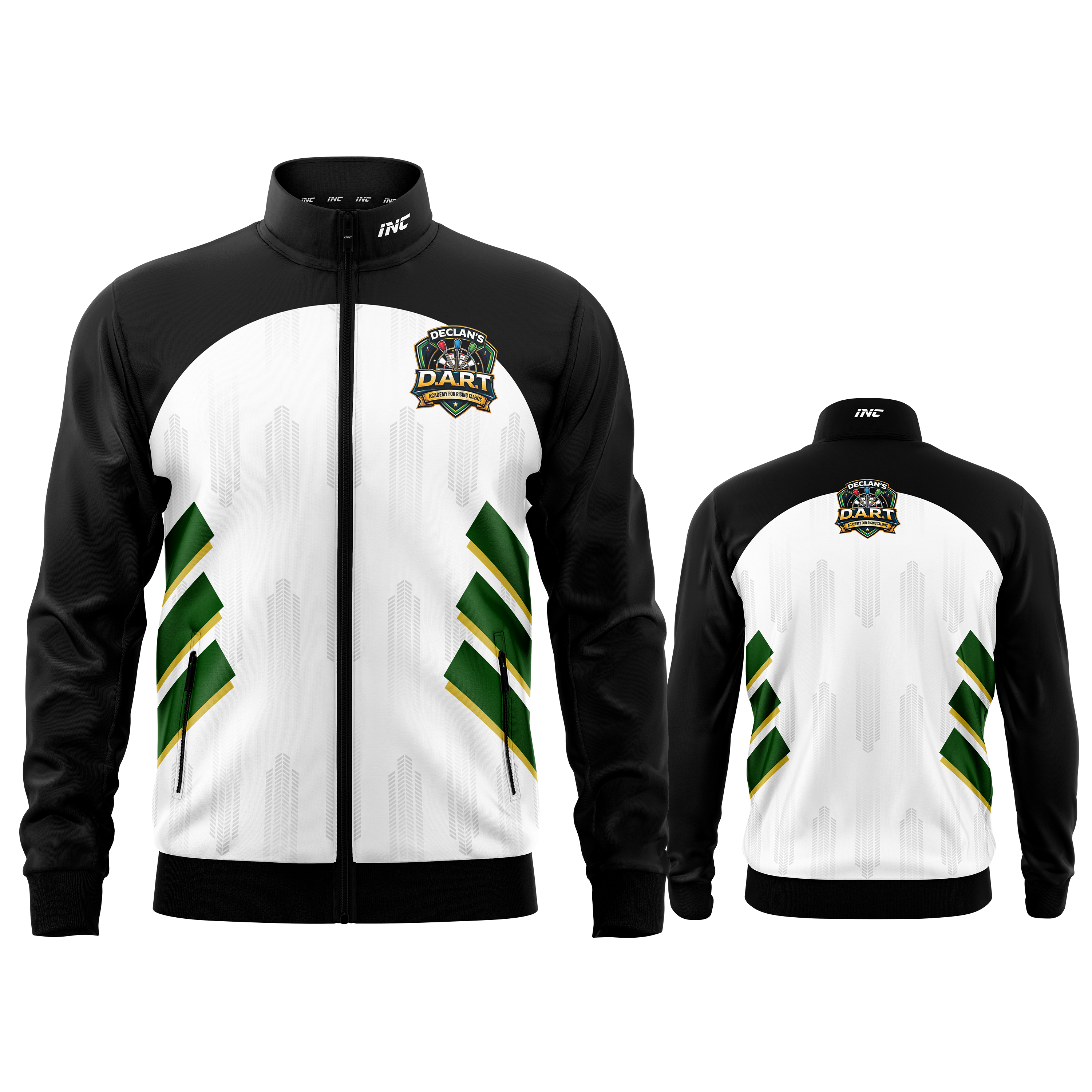 Official DART Academy tournament jacket detail breathable performance fabric from INC-APPAREL