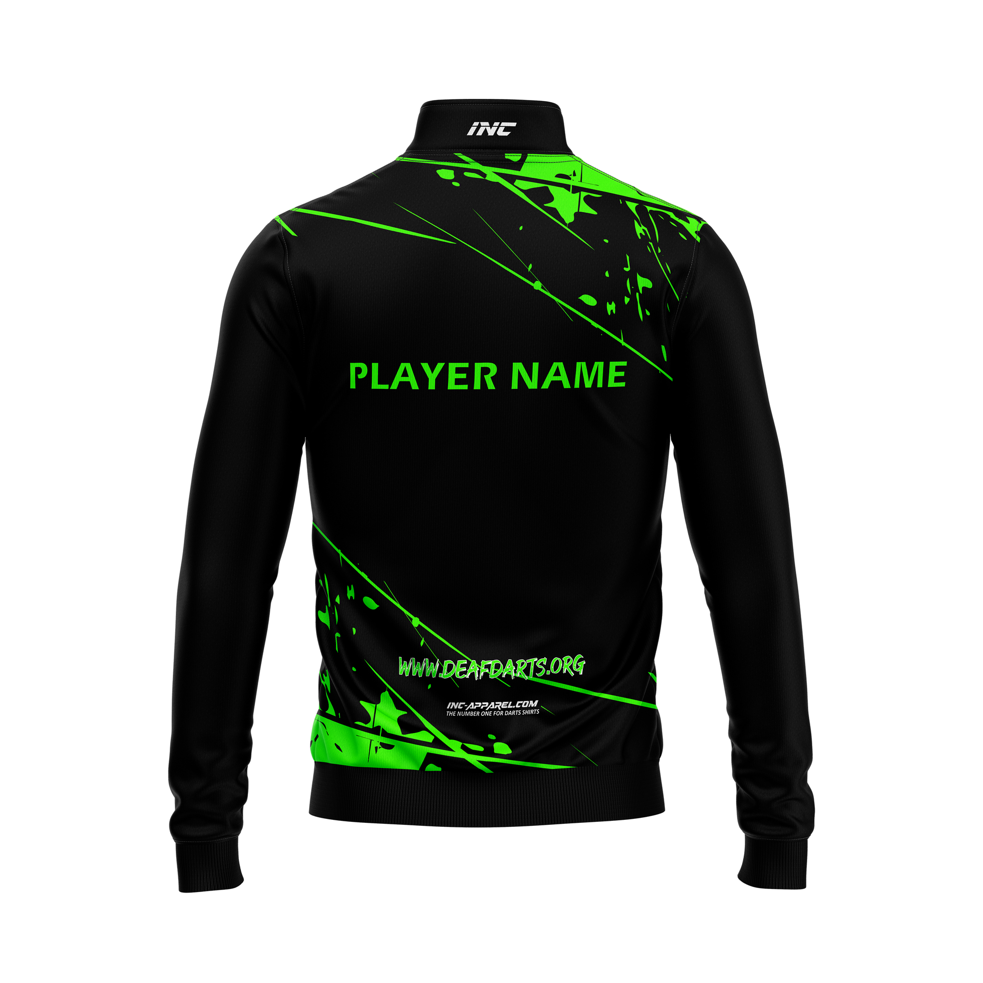 Back view of the Official Deaf Darts Organisation Quarter Zip Midlayer - INC-APPAREL
