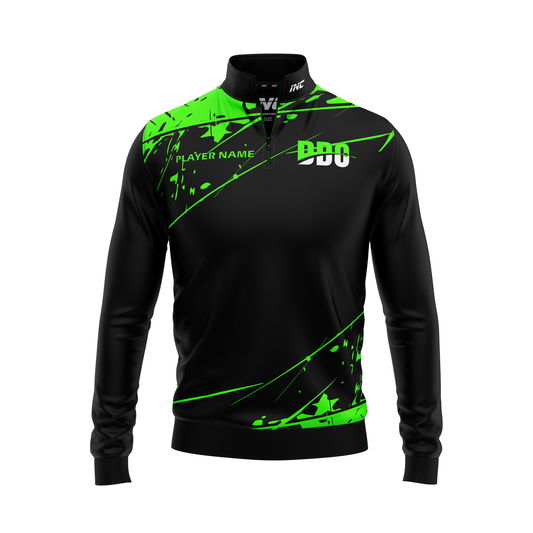 Front view of the Official Deaf Darts Organisation Quarter Zip Midlayer - INC-APPAREL