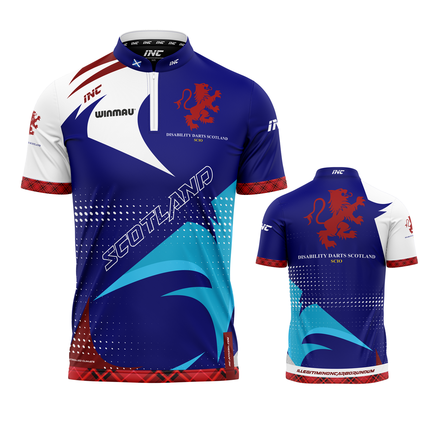 Official Disability Darts Scotland PRO1 Shirt from INC-APPAREL – lightweight, breathable team darts shirt with professional collar and Scotland crest.