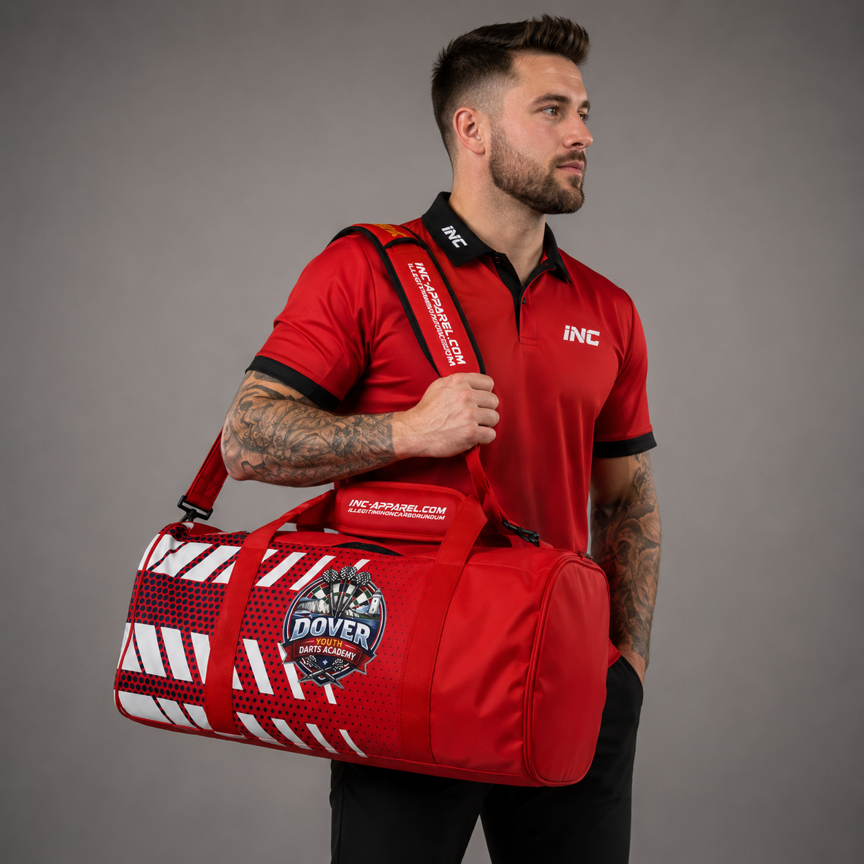 Official Dover Youth Darts Academy Kit Bag by INC-APPAREL with personalised name option for darts players, training kit and match-day essentials.