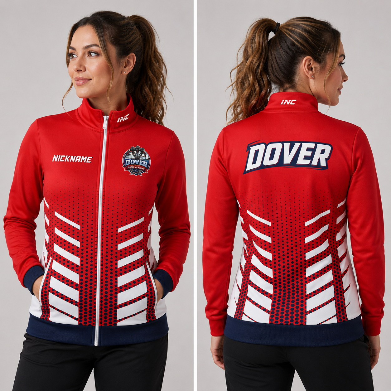 Official Dover Youth Darts Academy Tournament Jacket - Unisex by INC-APPAREL with personalised name option for academy players, coaches and supporters.