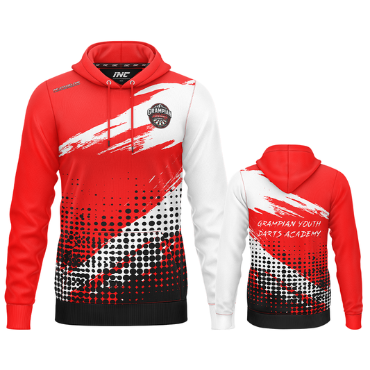 Official Grampian Youth Darts Academy Hoodie from INC-APPAREL – youth academy team hoodie with official branding.