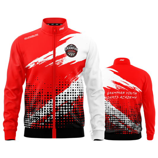 Official Grampian Youth Darts Academy Tournament Jacket from INC-APPAREL – youth academy performance jacket with official branding.