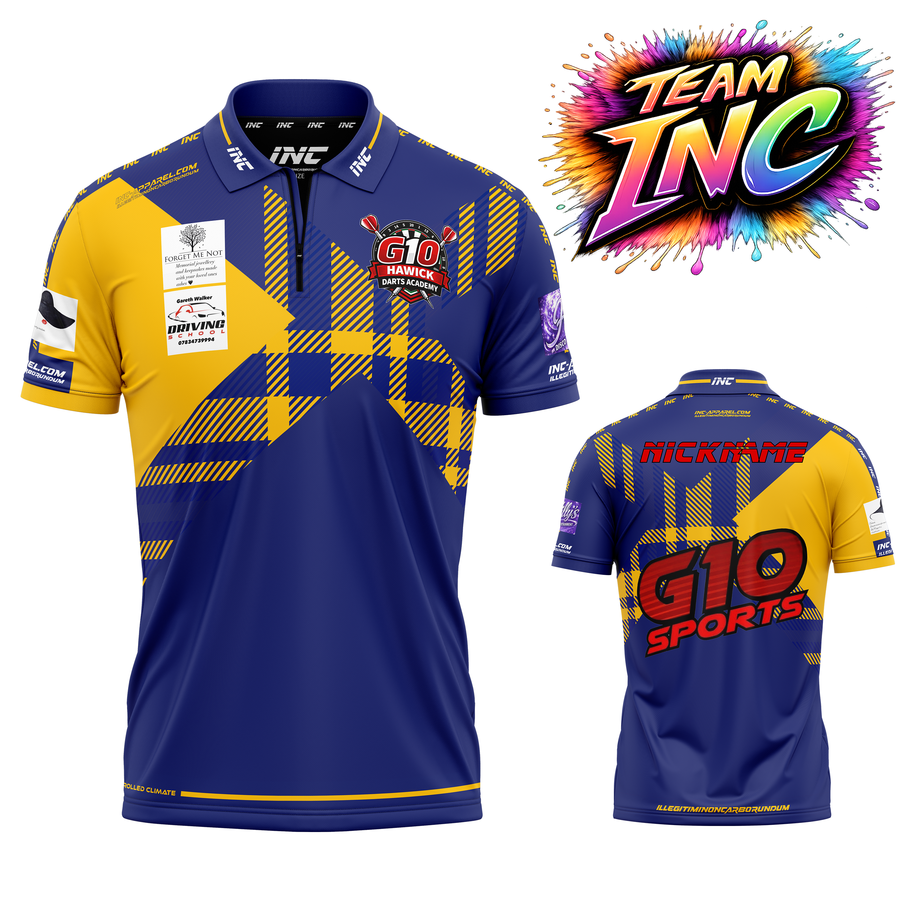 Official Hawick Darts Academy Darts Shirt from INC-APPAREL – performance academy darts shirt with official team branding.