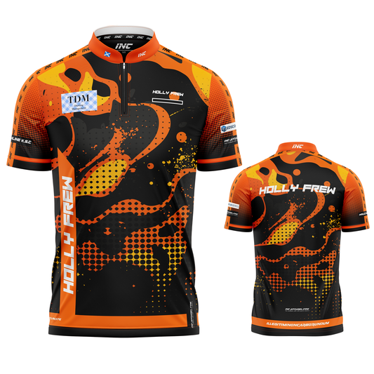 Official Holly Frew Darts Shirt from INC-APPAREL – performance darts shirt with signature Holly Frew design.