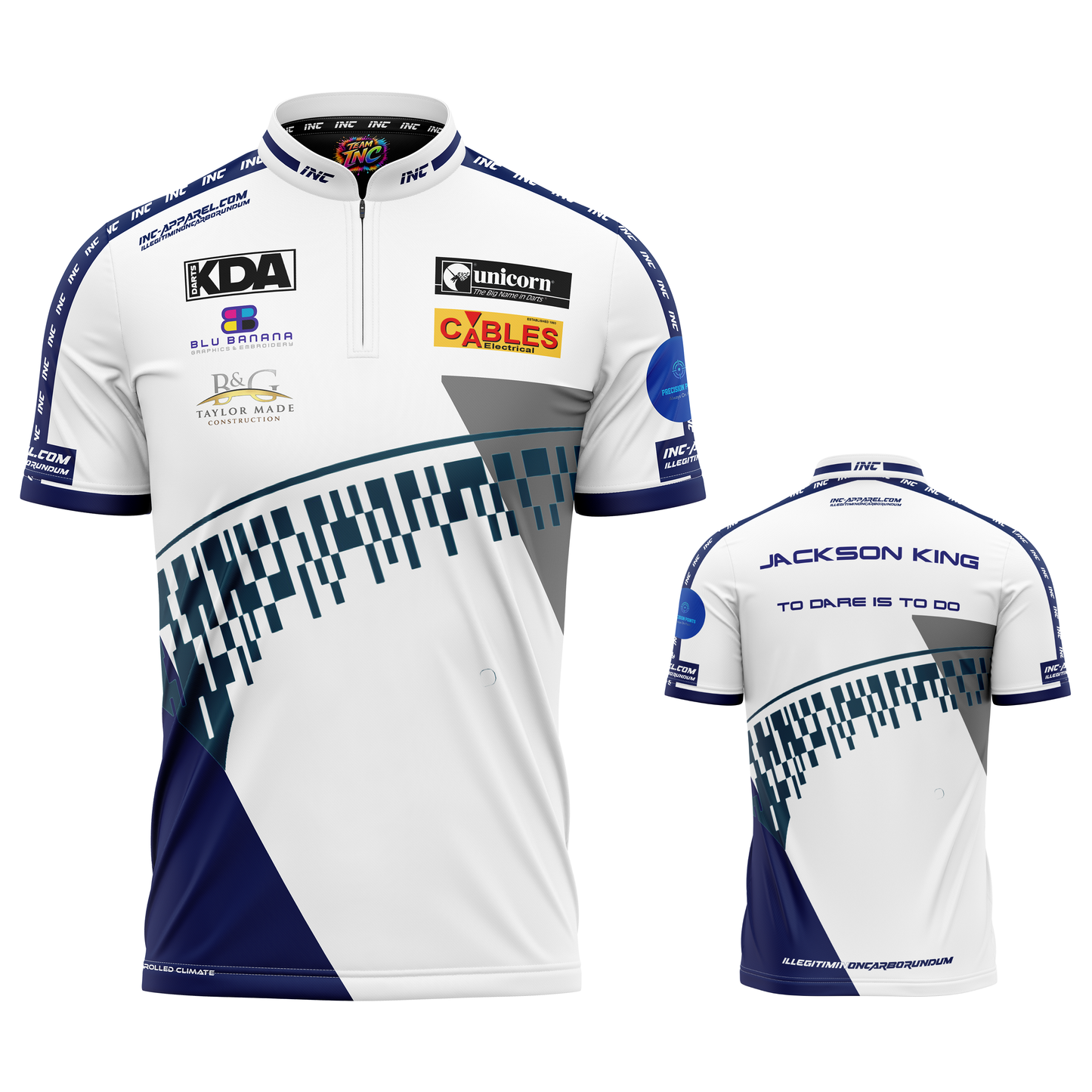 Official Jackson King Darts Shirt from INC-APPAREL – performance darts shirt with signature Jackson King design.