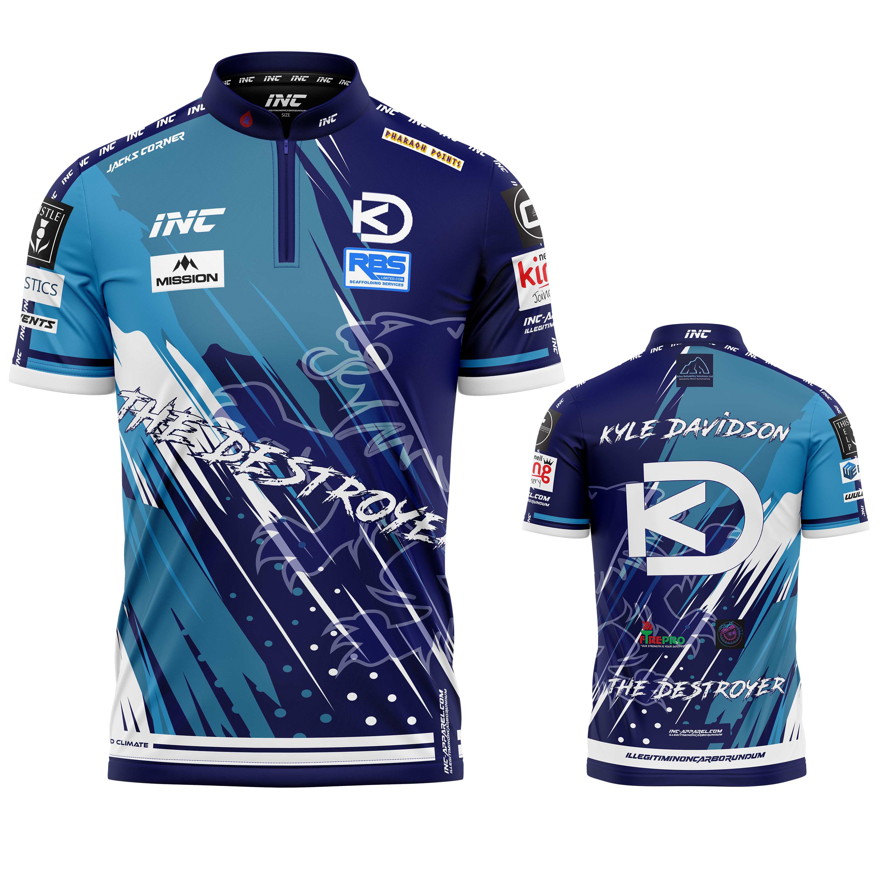 Official Kyle Davidson Darts Shirt from INC-APPAREL – elite darts shirt with signature player design, breathable fabric, and PRO1 performance collar.