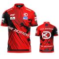 Official Kyle Davidson Red and Black Darts Shirt from INC-APPAREL – performance darts shirt with signature Kyle Davidson design.