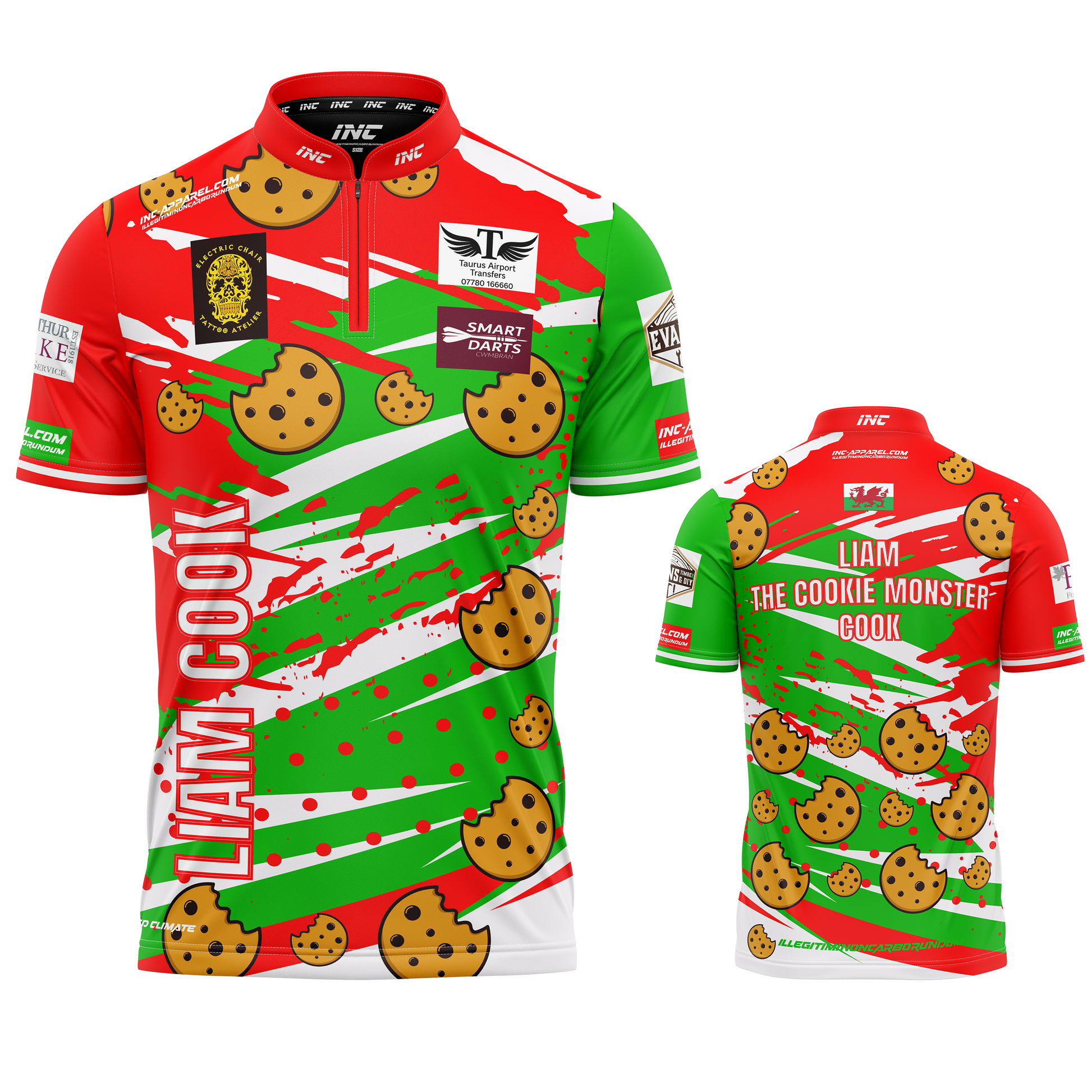 Official Liam Cook darts shirt front view professional performance dart shirt