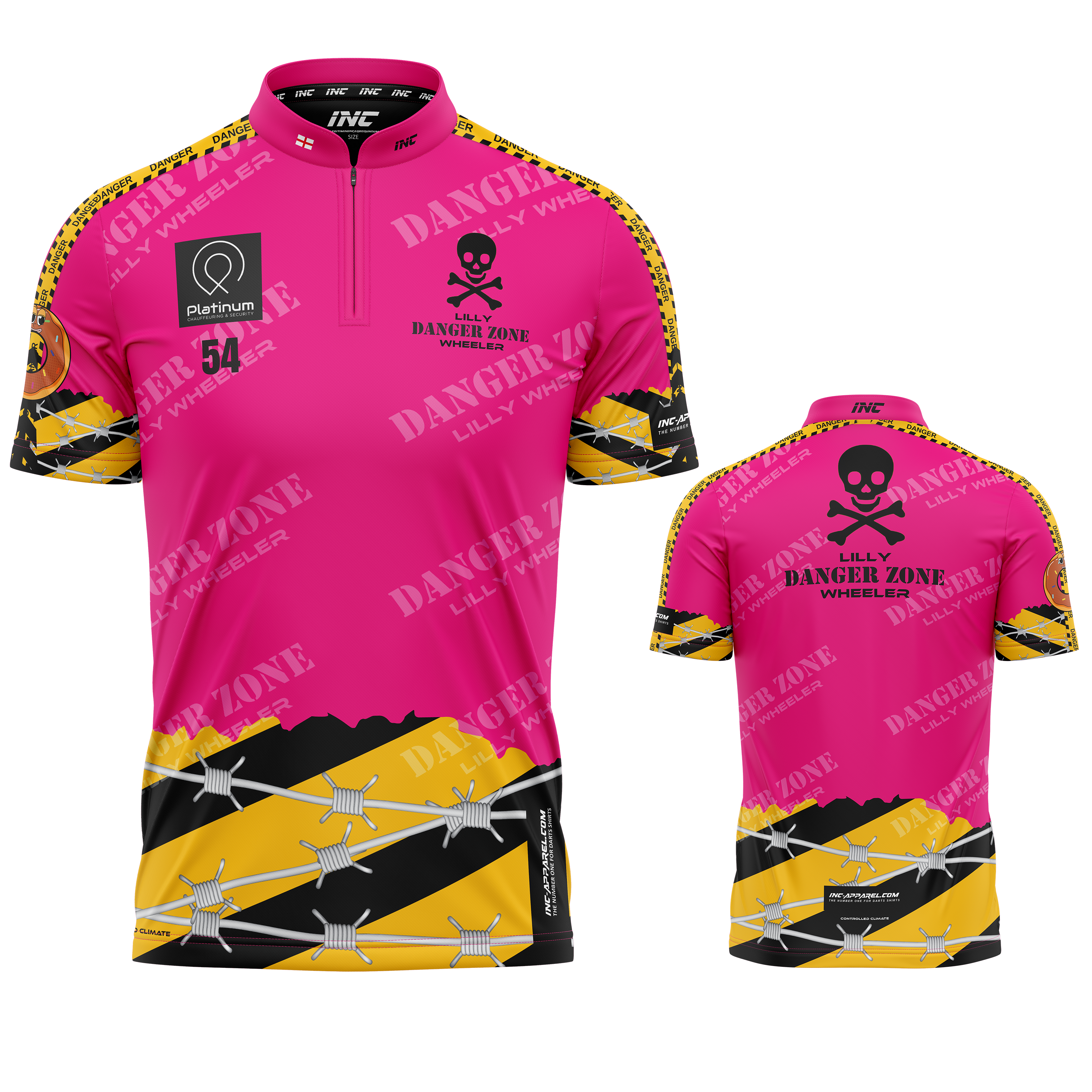 Official Lilly Wheeler Pink Darts Shirt from INC-APPAREL – performance darts shirt with signature Lilly Wheeler pink design.