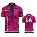 Official Lola Wheeler Black and Pink Darts Shirt from INC-APPAREL – performance darts shirt with signature Lola Wheeler black and pink design.