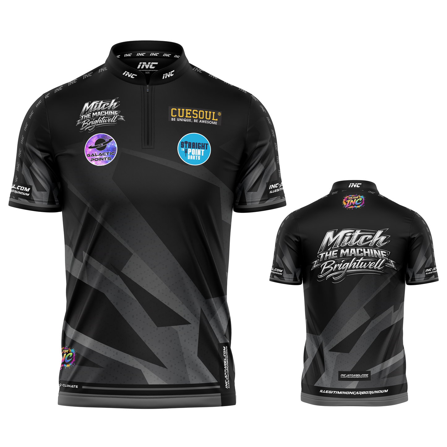 Official Mitchell Brightwell performance darts shirt from INC-APPAREL