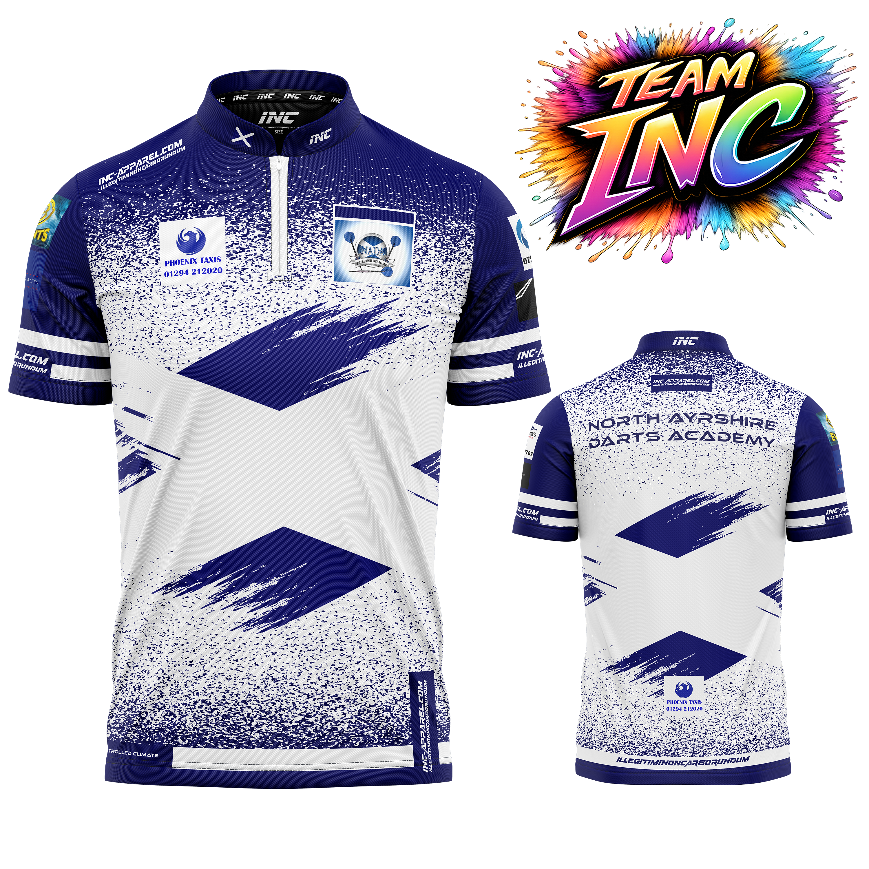 Official North Ayrshire Darts Academy darts shirt from INC-APPAREL