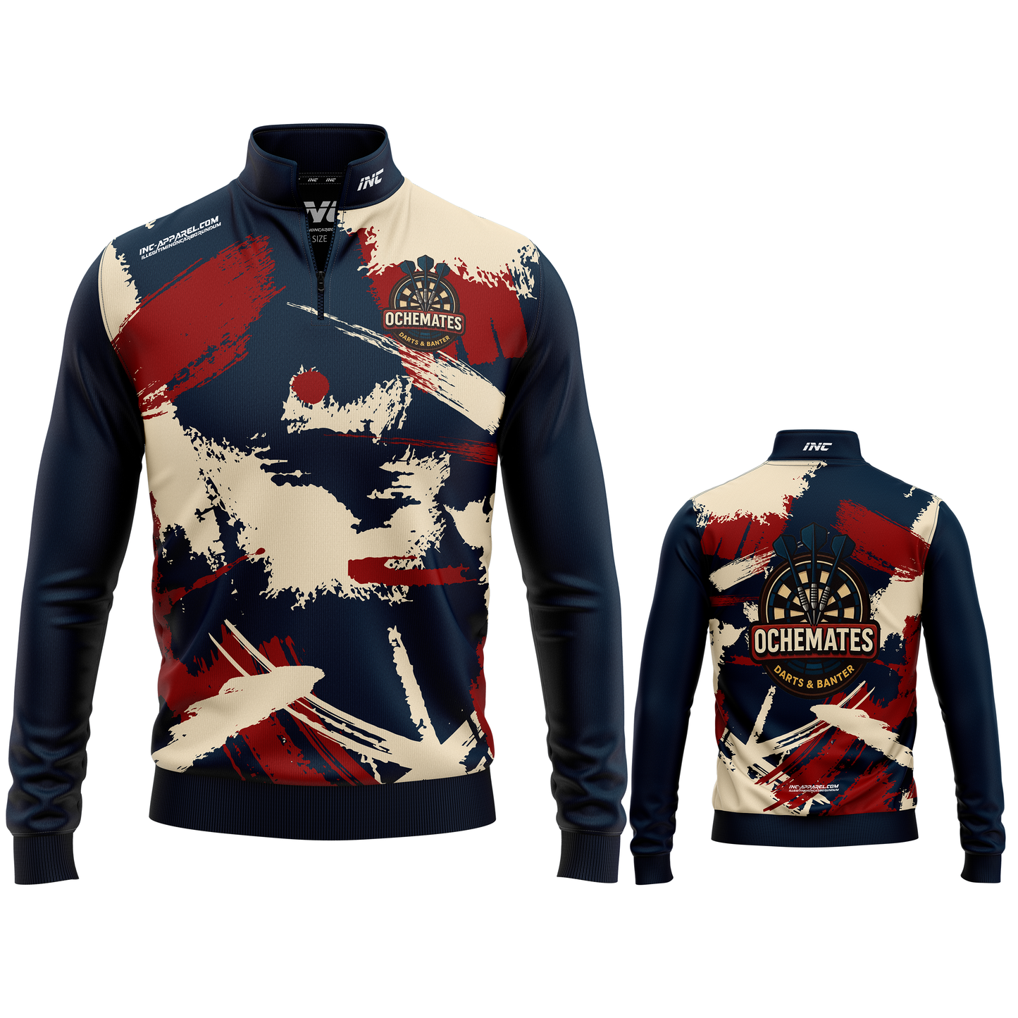 Official Ochemates Darts Team Quarter Zip Midlayer from INC-APPAREL – performance team midlayer with official branding.