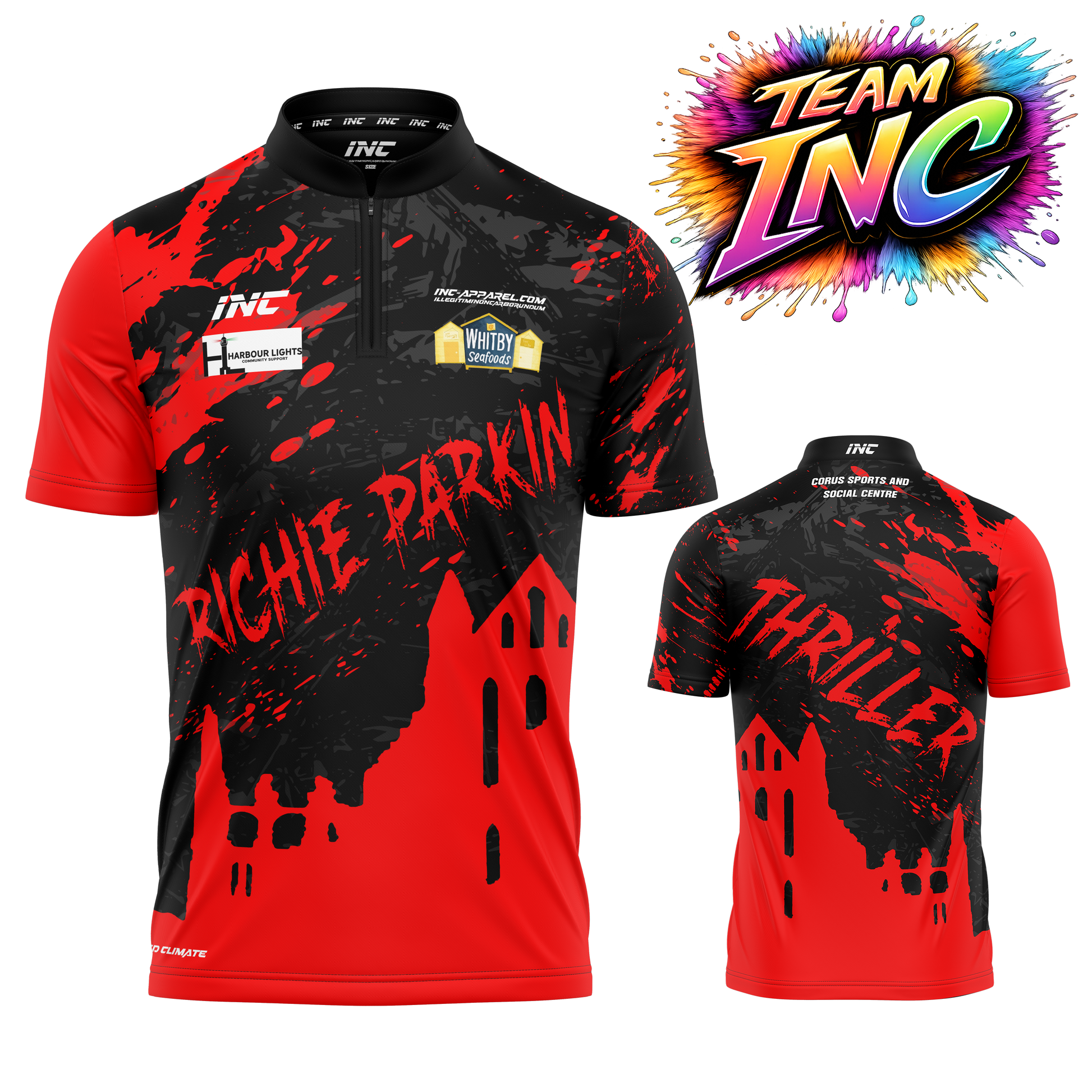 Official Richie Parkin red black thriller darts shirt