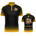Official Sam Brack Black Darts Shirt from INC-APPAREL – professional performance darts shirt with player branding.