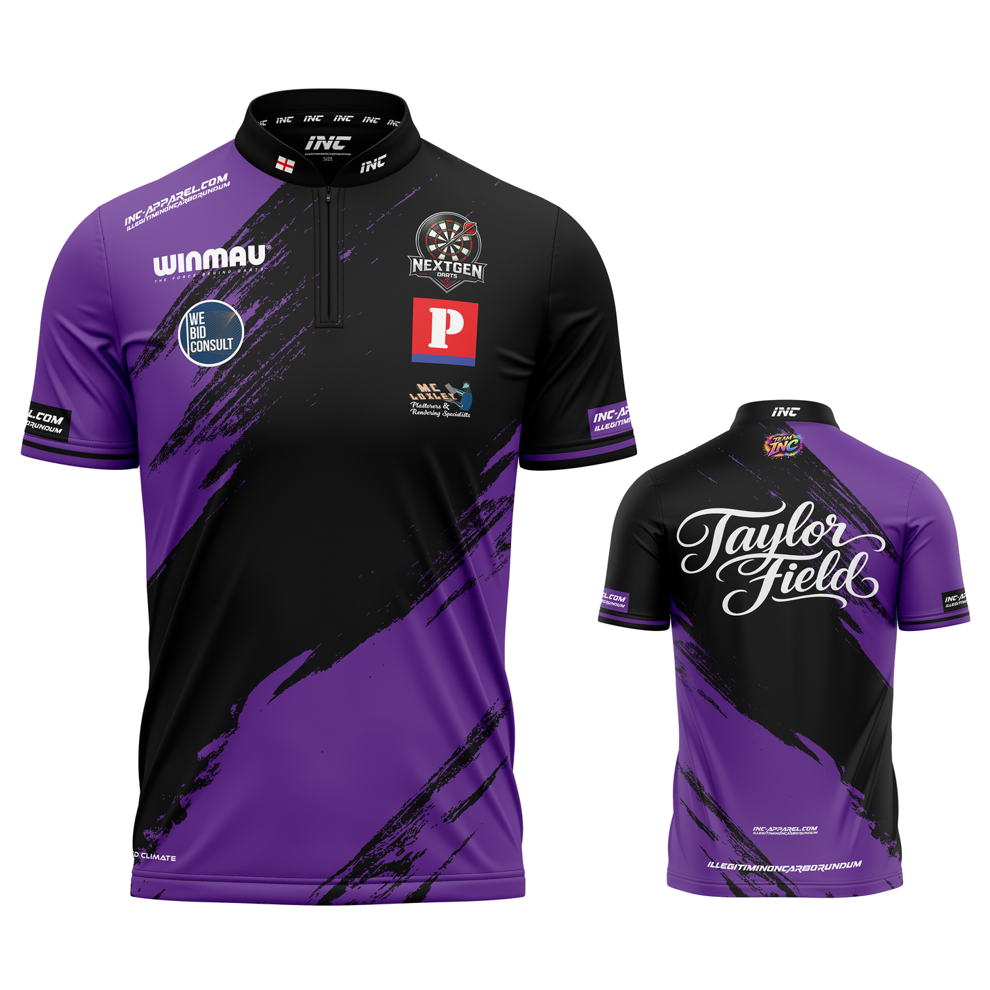 Official Taylor Field performance darts shirt from INC-APPAREL