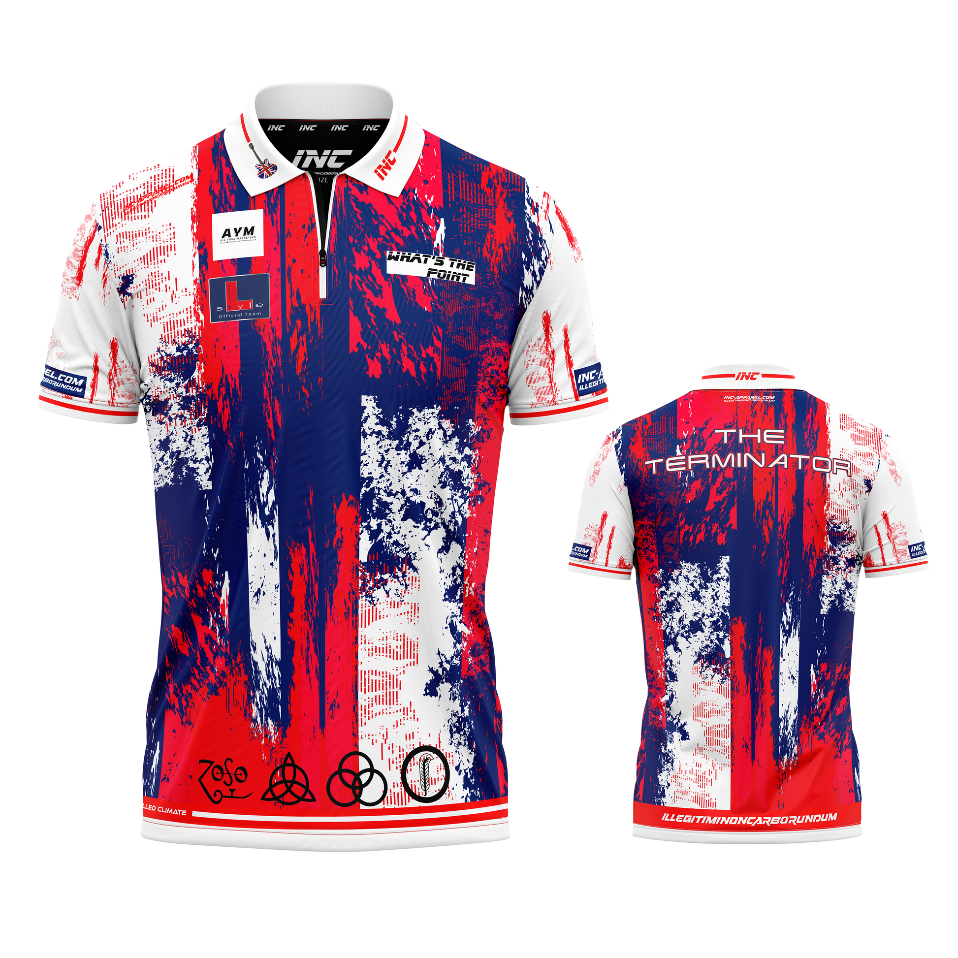 Official Toby Clements darts shirt front view professional performance dart shirt from INC-APPAREL