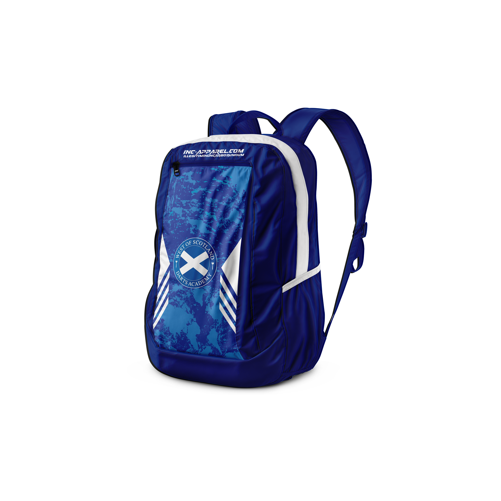 Official West of Scotland Darts Academy Backpack from INC-APPAREL – durable academy darts backpack with official branding.