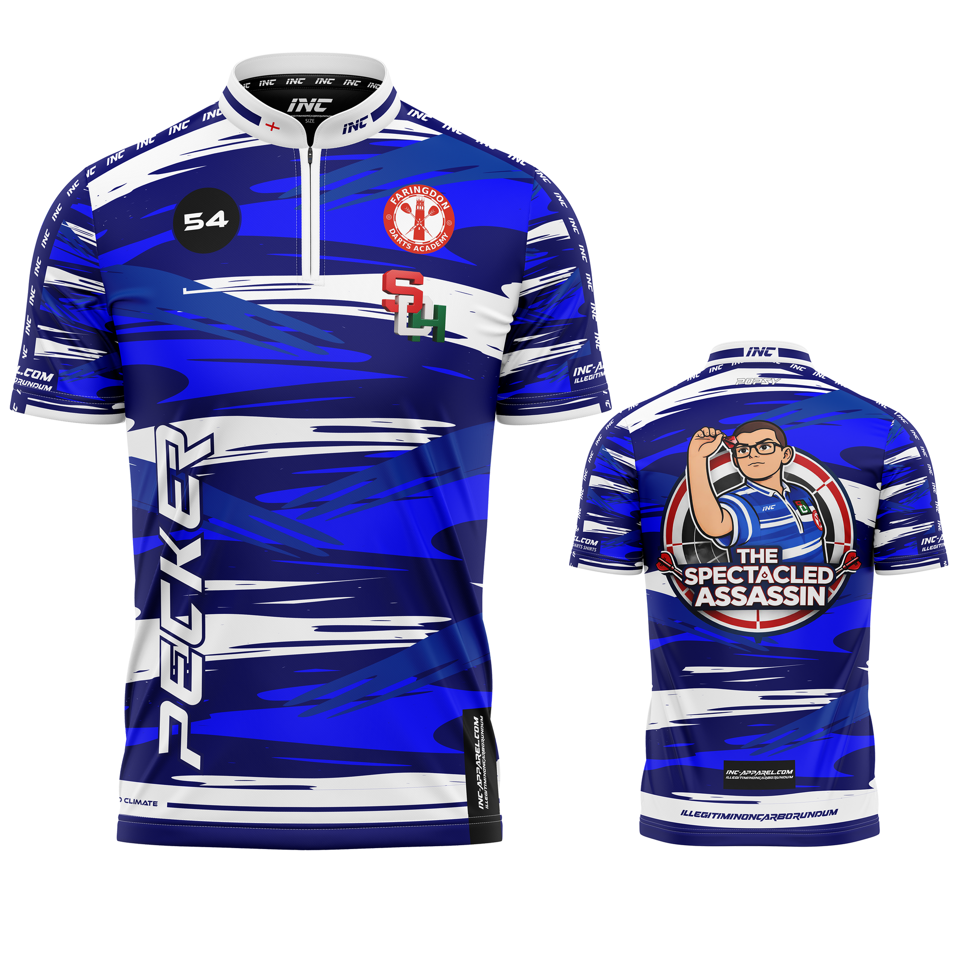 Official Woody Wheeler Blue Darts Shirt from INC-APPAREL – performance darts shirt with signature Woody Wheeler design.