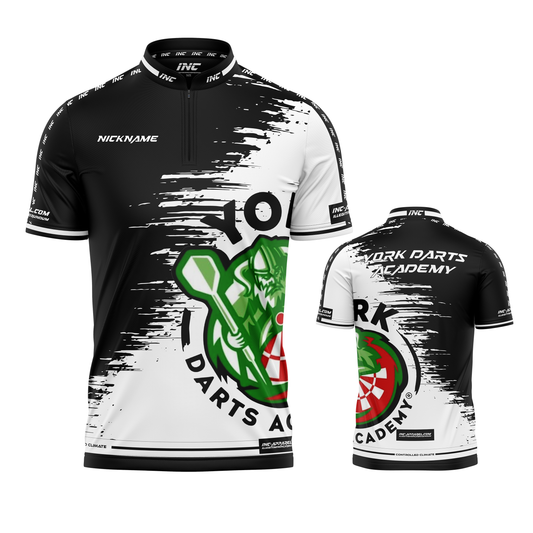 Official York Darts Academy PRO1 Darts Shirt from INC-APPAREL – professional, breathable team darts shirt with performance collar and academy branding.