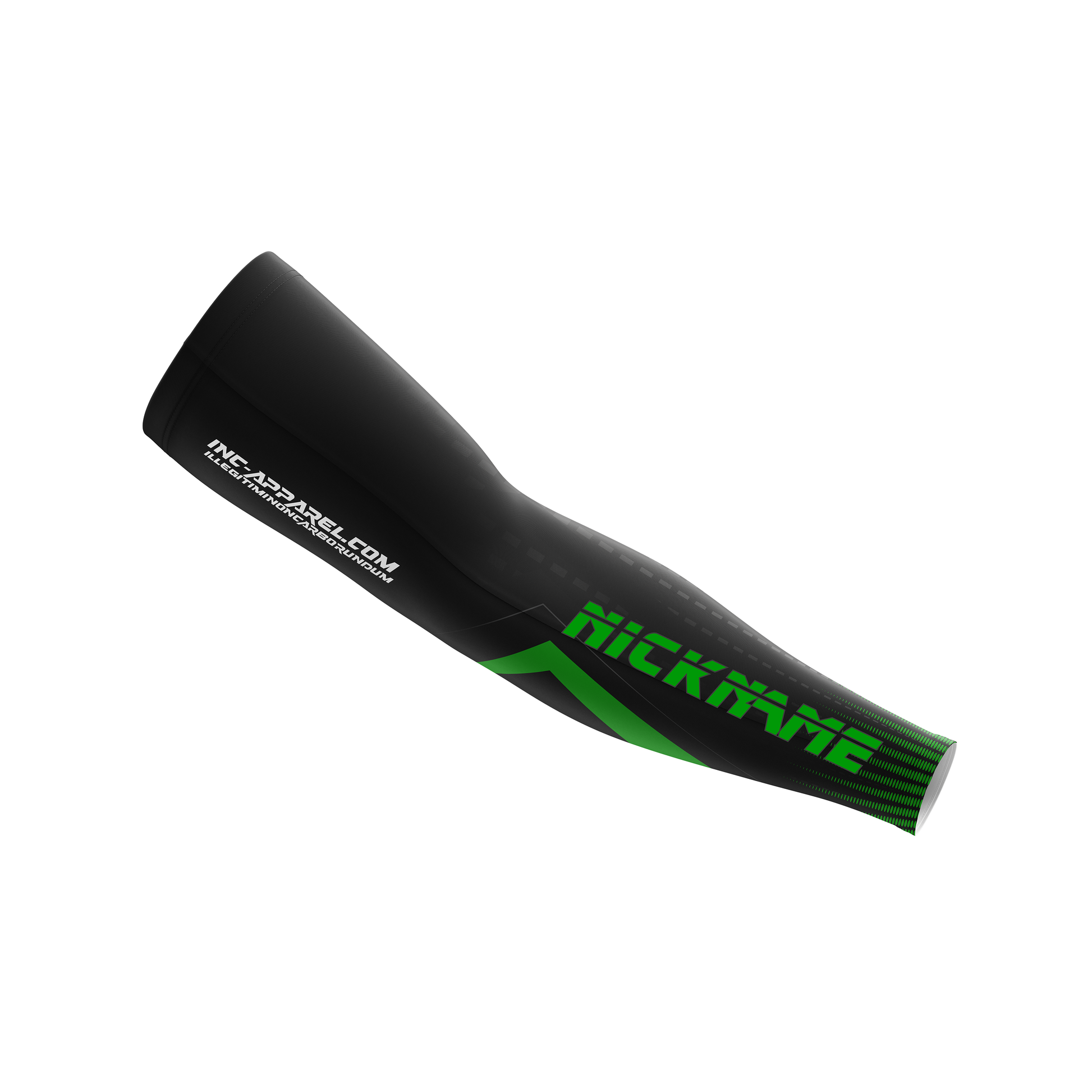 Praecisio Green and Black Compression Sleeve from INC-APPAREL – performance arm sleeve for darts and pool players.