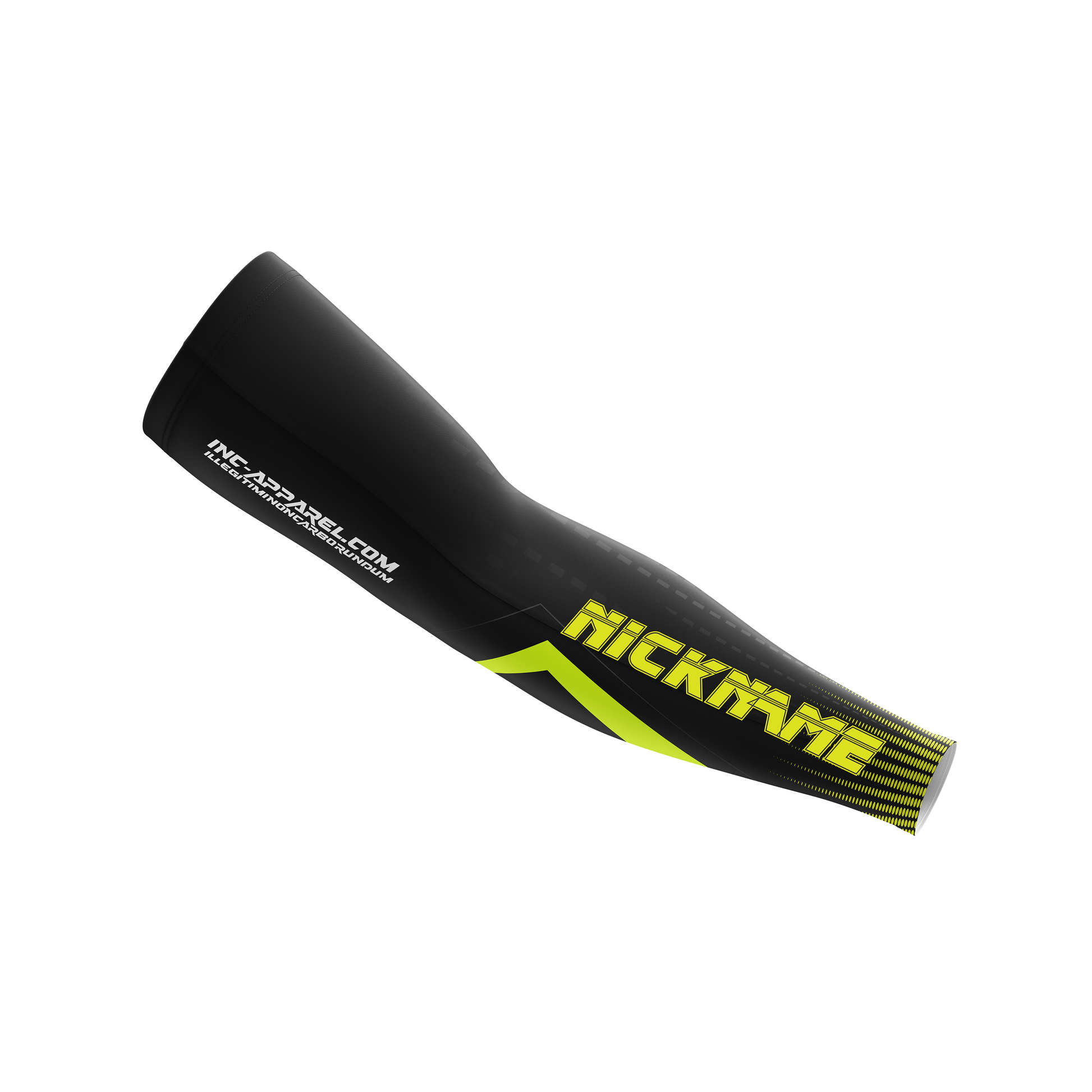 Praecisio Lime Green and Black Compression Sleeve from INC-APPAREL – performance arm sleeve for darts and pool players.