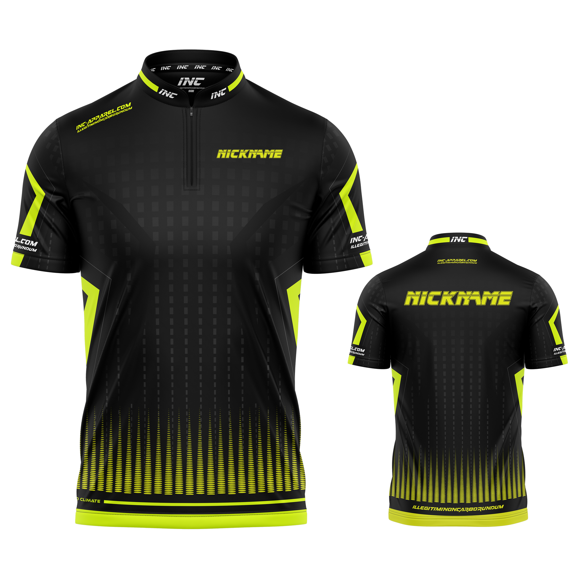 Praecisio Lime Green and Black Darts/Pool Shirt from INC-APPAREL – precision performance shirt for darts and pool players.