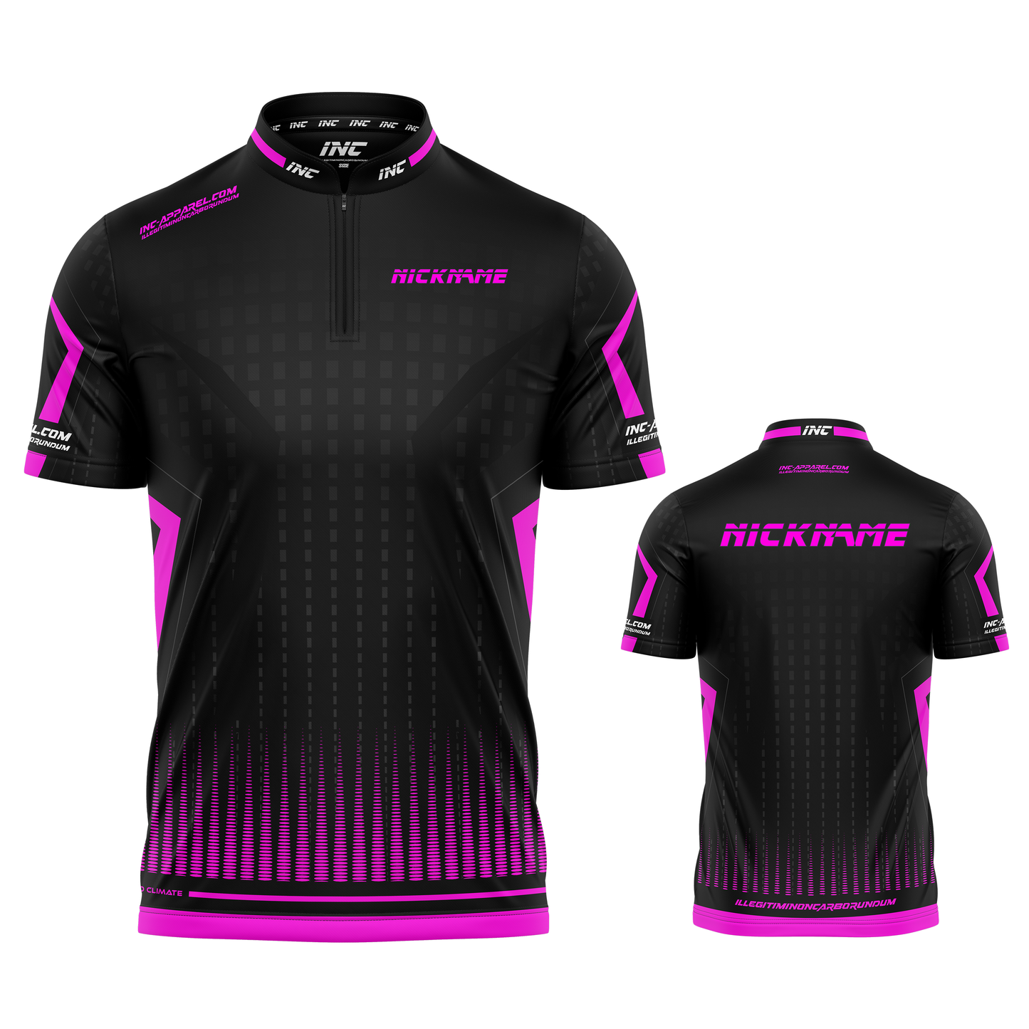 Praecisio Pink and Black Darts/Pool Shirt from INC-APPAREL – precision performance shirt for darts and pool players.