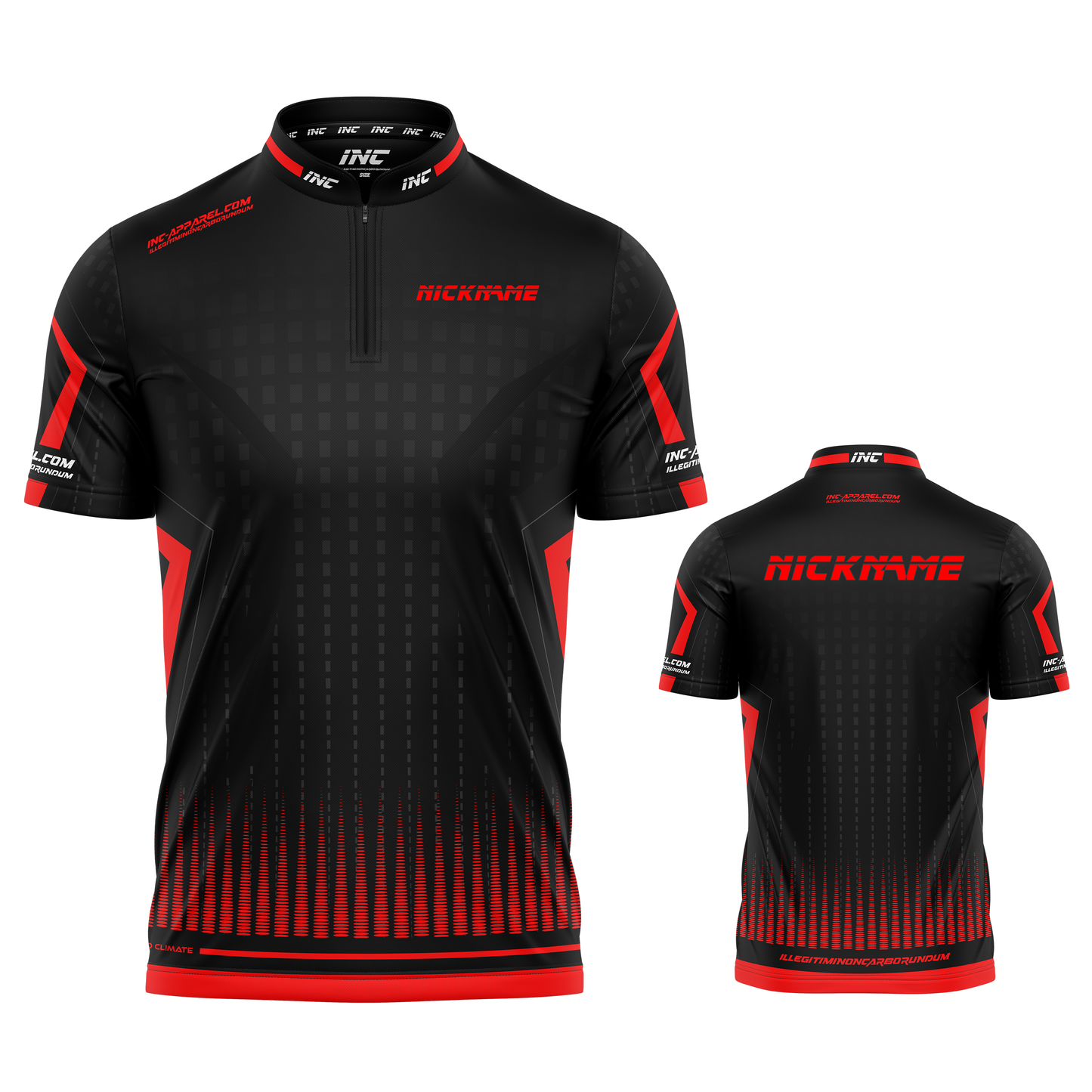 Praecisio Red and Black Darts/Pool Shirt from INC-APPAREL – precision performance shirt for darts and pool players.