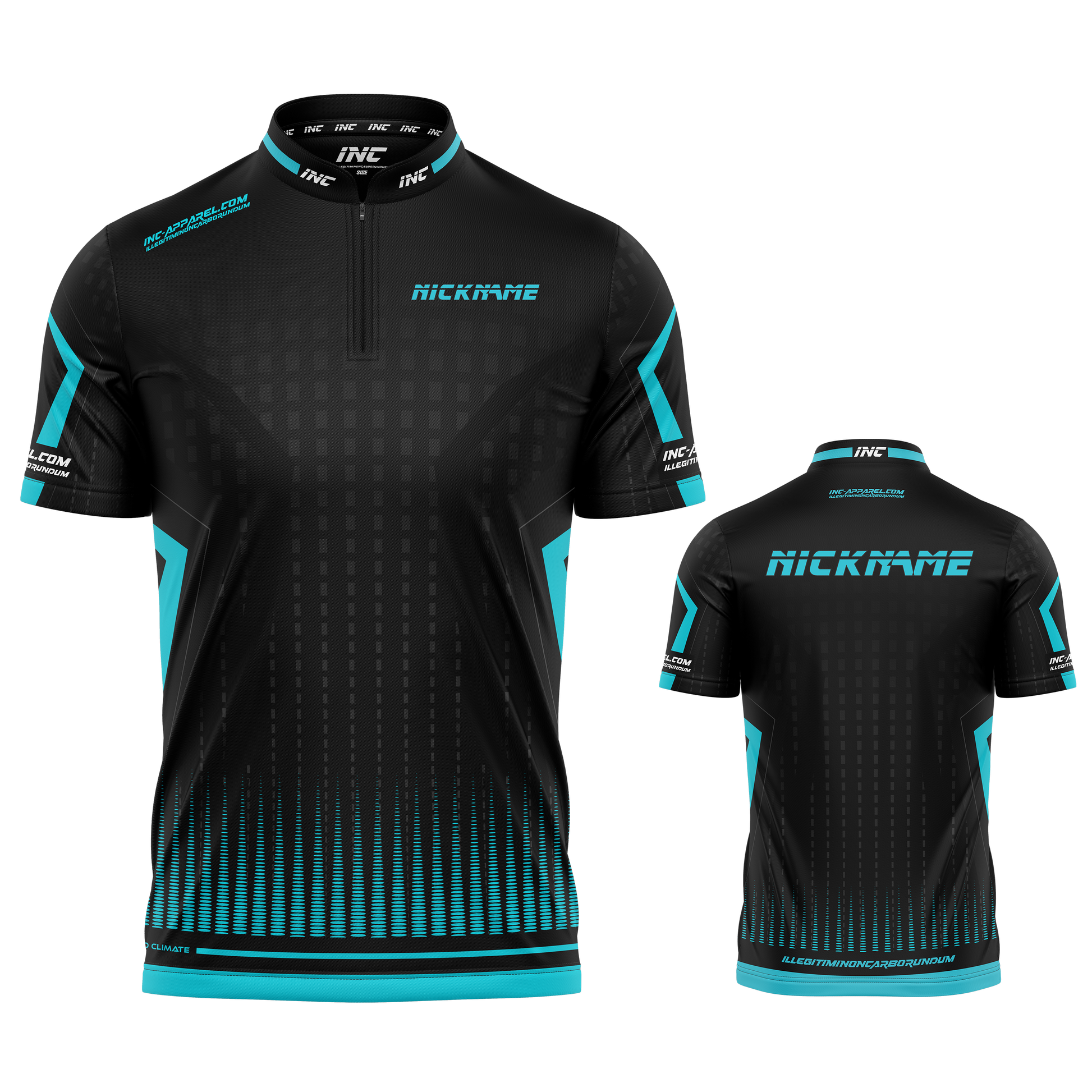 Praecisio Sky Blue and Black Darts/Pool Shirt from INC-APPAREL – precision performance shirt for darts and pool.