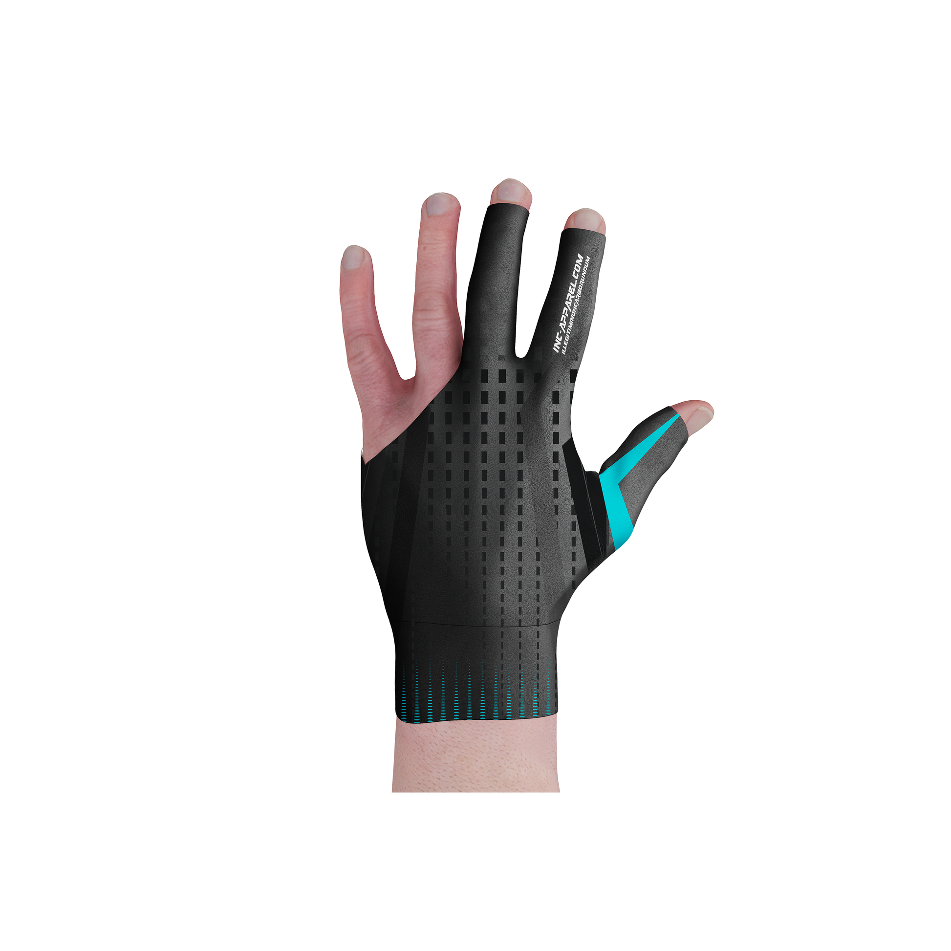 Praecisio Sky Blue and Black Pool Glove from INC-APPAREL – precision pool glove for smooth cue control.