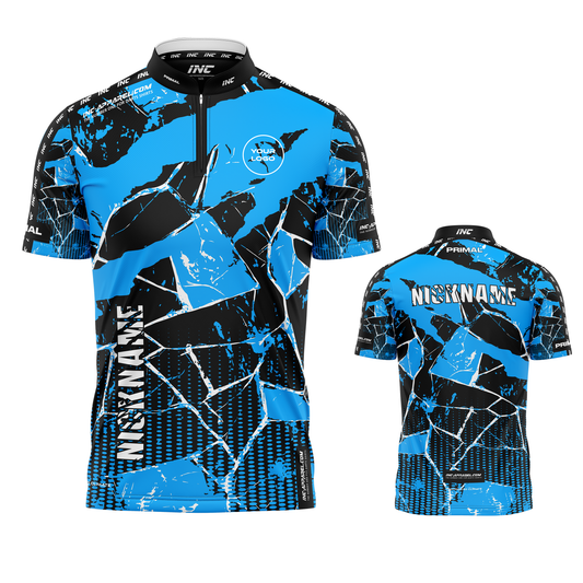Primal Caeruleus Darts Shirt from INC-APPAREL – performance darts shirt with blue Primal-themed design.