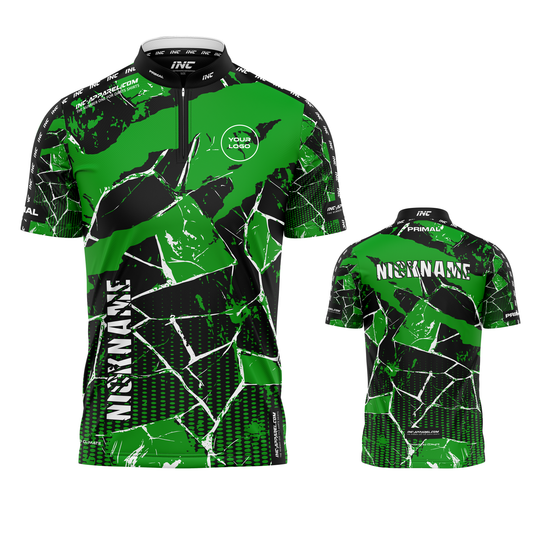 Primal Viridis Darts Shirt from INC-APPAREL – performance darts shirt with green Primal-themed design.