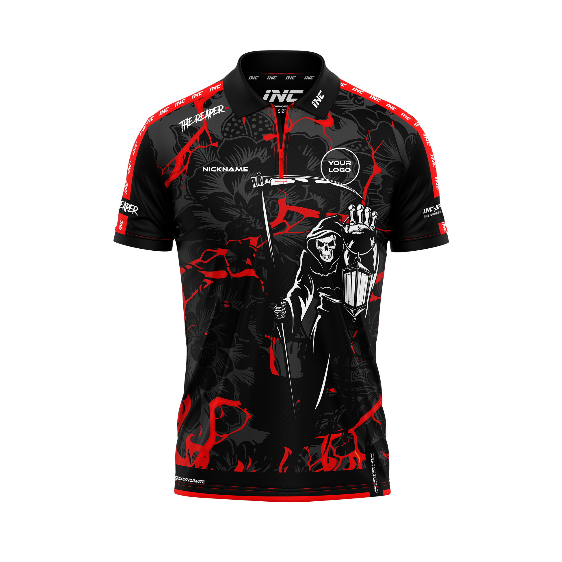 Reaper Range Darts Zip Polo Shirt – Front View | INC-APPAREL