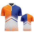 Rex Orange and Blue Custom Pool Shirt from INC-APPAREL – performance pool shirt with bold orange-and-blue design and breathable athletic fabric.