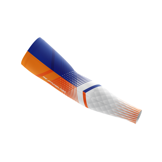 Rex Orange and Blue Sleeve from INC-APPAREL – performance compression arm sleeve with bold orange-and-blue Rex design.