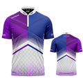 Rex Purple and Blue Custom Pool Shirt from INC-APPAREL – performance pool shirt with bold purple-and-blue design and breathable athletic fabric.