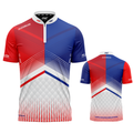 Rex Red and Blue Custom Pool Shirt from INC-APPAREL – performance pool shirt with bold red-and-blue design and breathable fabric.
