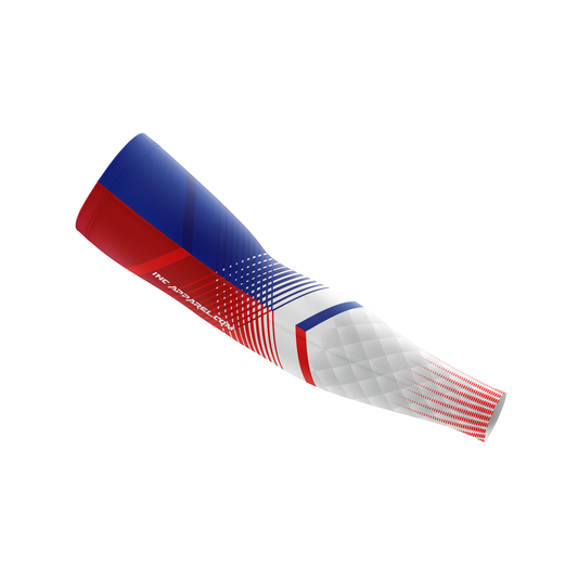 Rex Red and Blue Sleeve from INC-APPAREL – performance compression arm sleeve with bold red-and-blue Rex design.