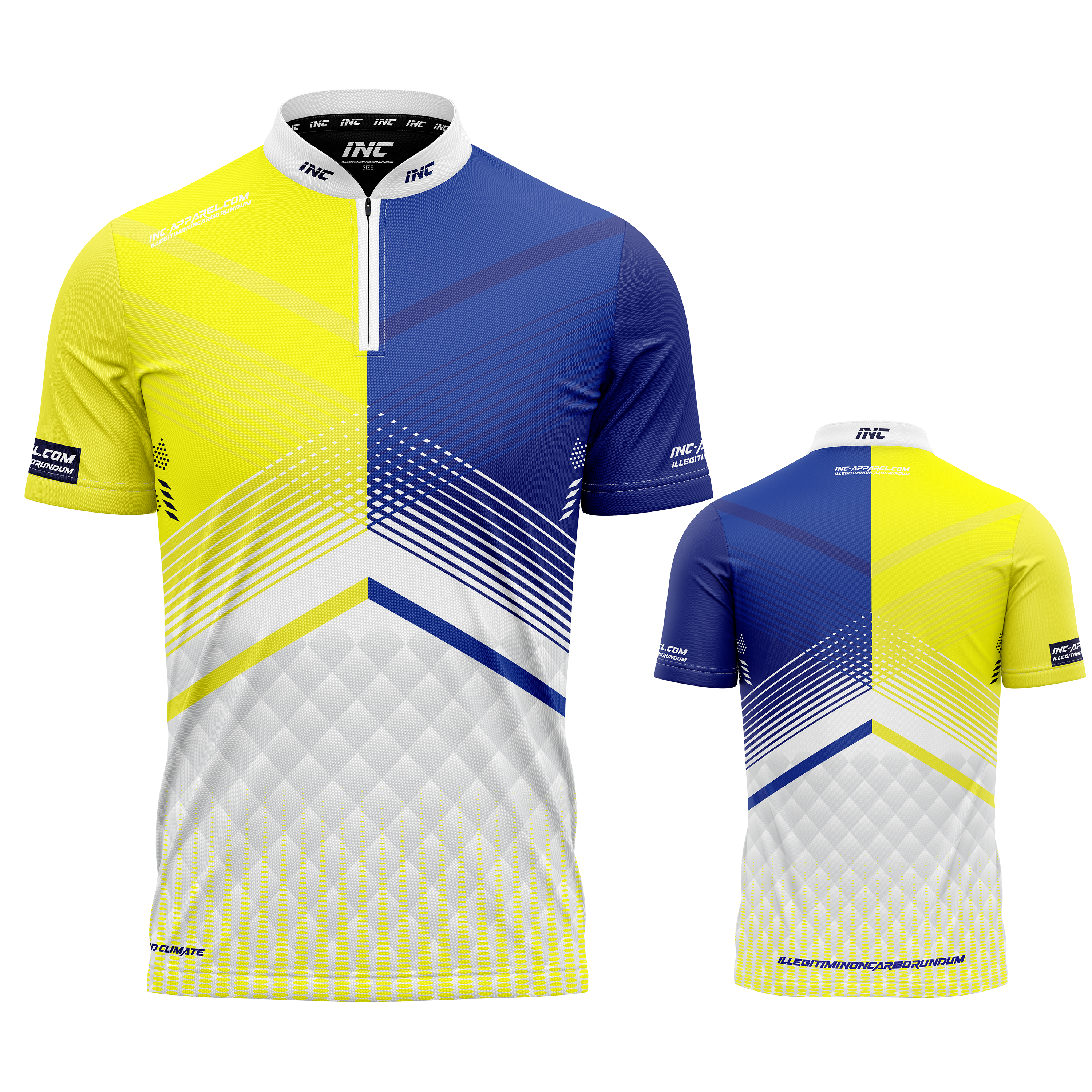 Rex Yellow and Blue Custom Pool Shirt from INC-APPAREL – performance pool shirt with bold yellow-and-blue design and breathable athletic fabric.