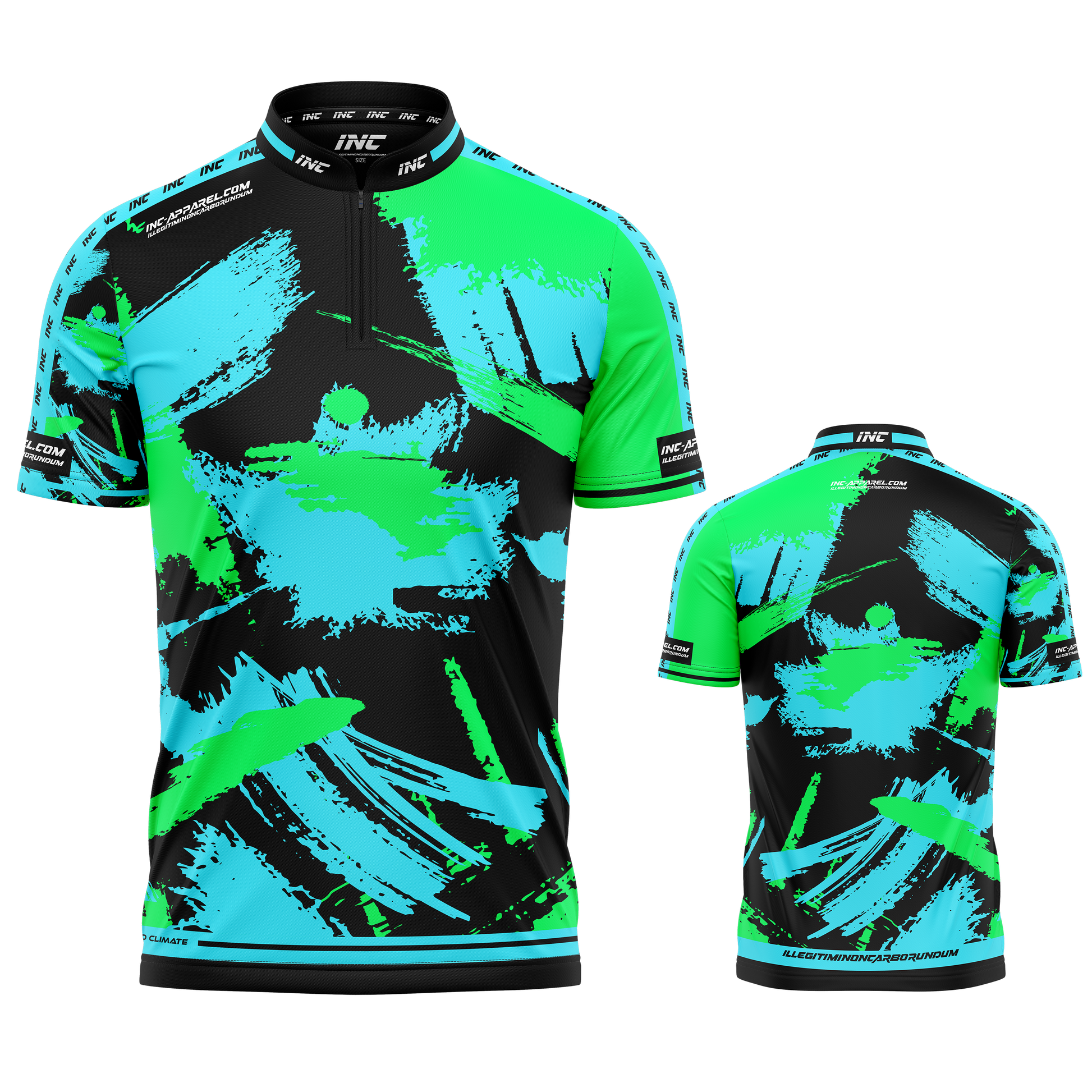 Rogatus Viridicaeruleus Darts and Pool Shirt by INC-APPAREL – green blue breathable moisture-wicking performance darts shirt
