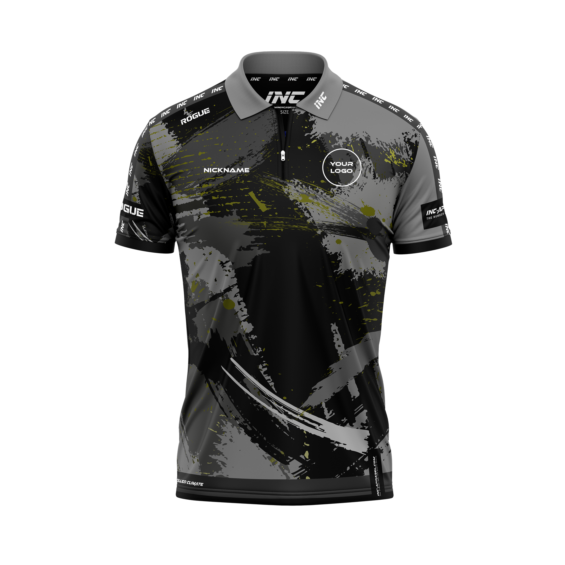 Rogue Umbra Darts Zip Polo Shirt – Front View | INC-APPAREL
