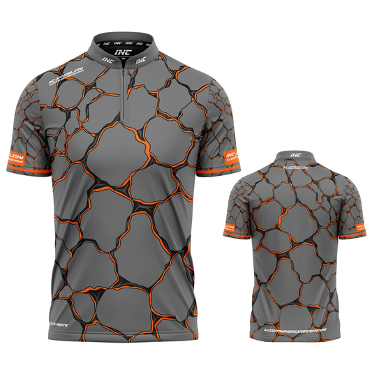 Saxosus orange personalised darts team shirt made to order with performance fabric and professional fit from INC-APPAREL
