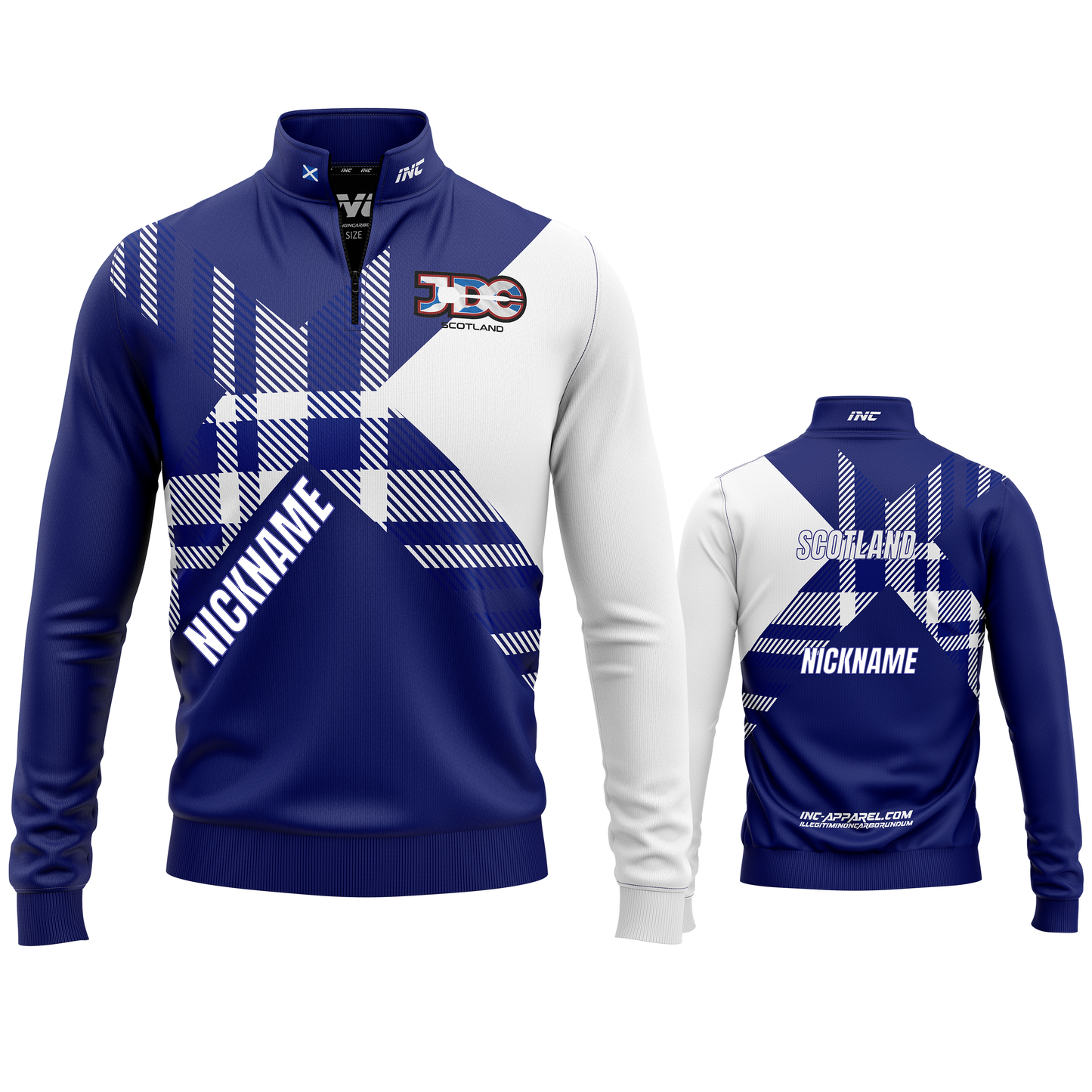 Scotland JDC Darts Quarter Zip Midlayer – Combined View | INC-APPAREL 