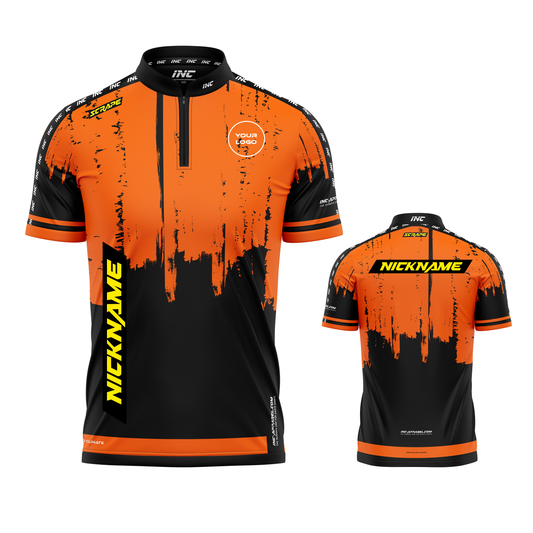 Scrape Aurantius Darts Shirt from INC-APPAREL – performance darts shirt with Aurantius-inspired design.