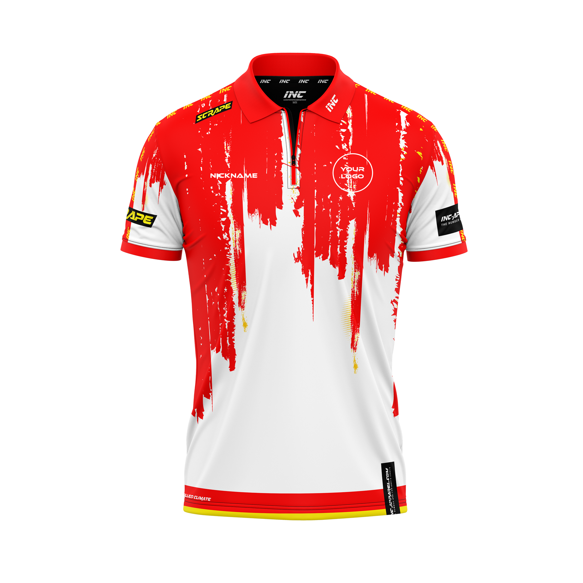 Scrape Brutus Darts Zip Polo Shirt – Front View | INC-APPAREL